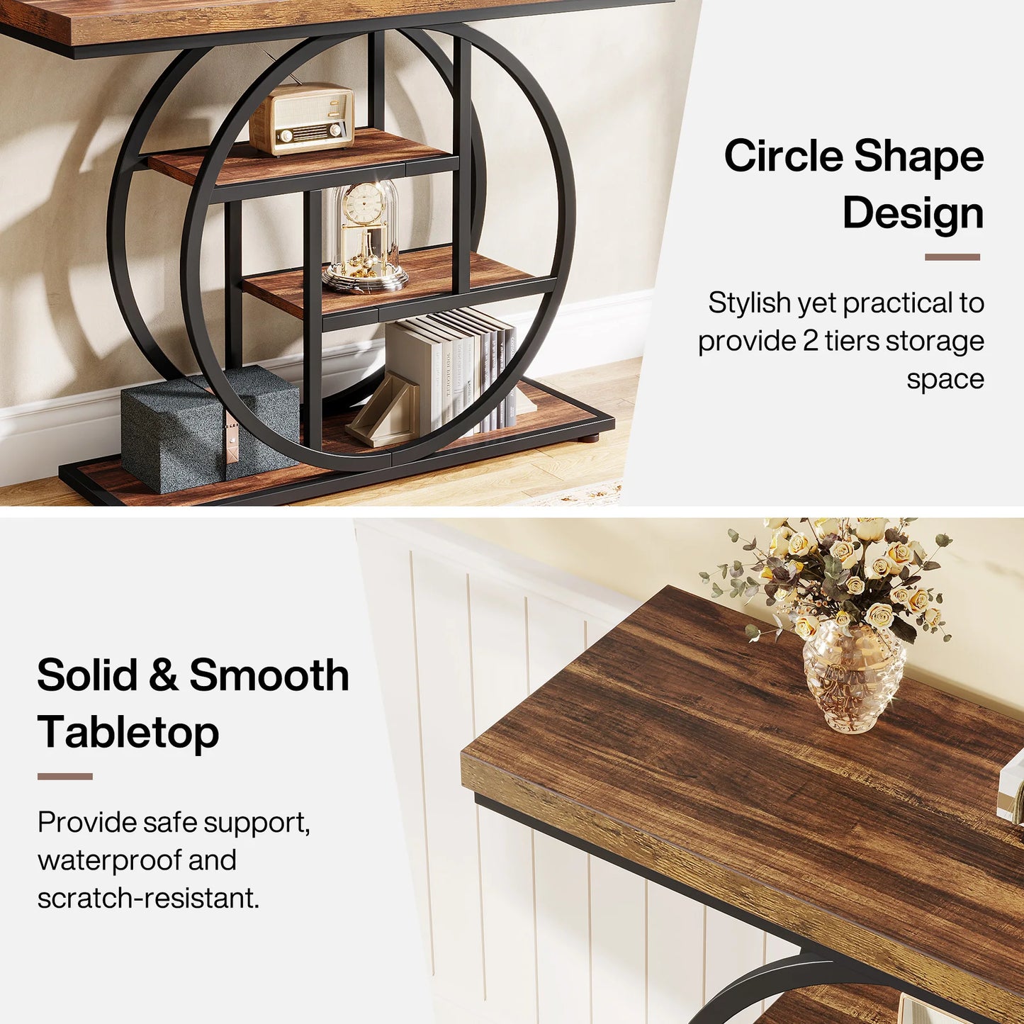Tribesigns 4-Tier Console Table Industrial Entryway Sofa Table