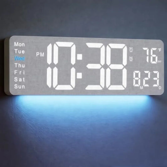 Smart Digital Wall Clock With Remote Control And Auto Dimming