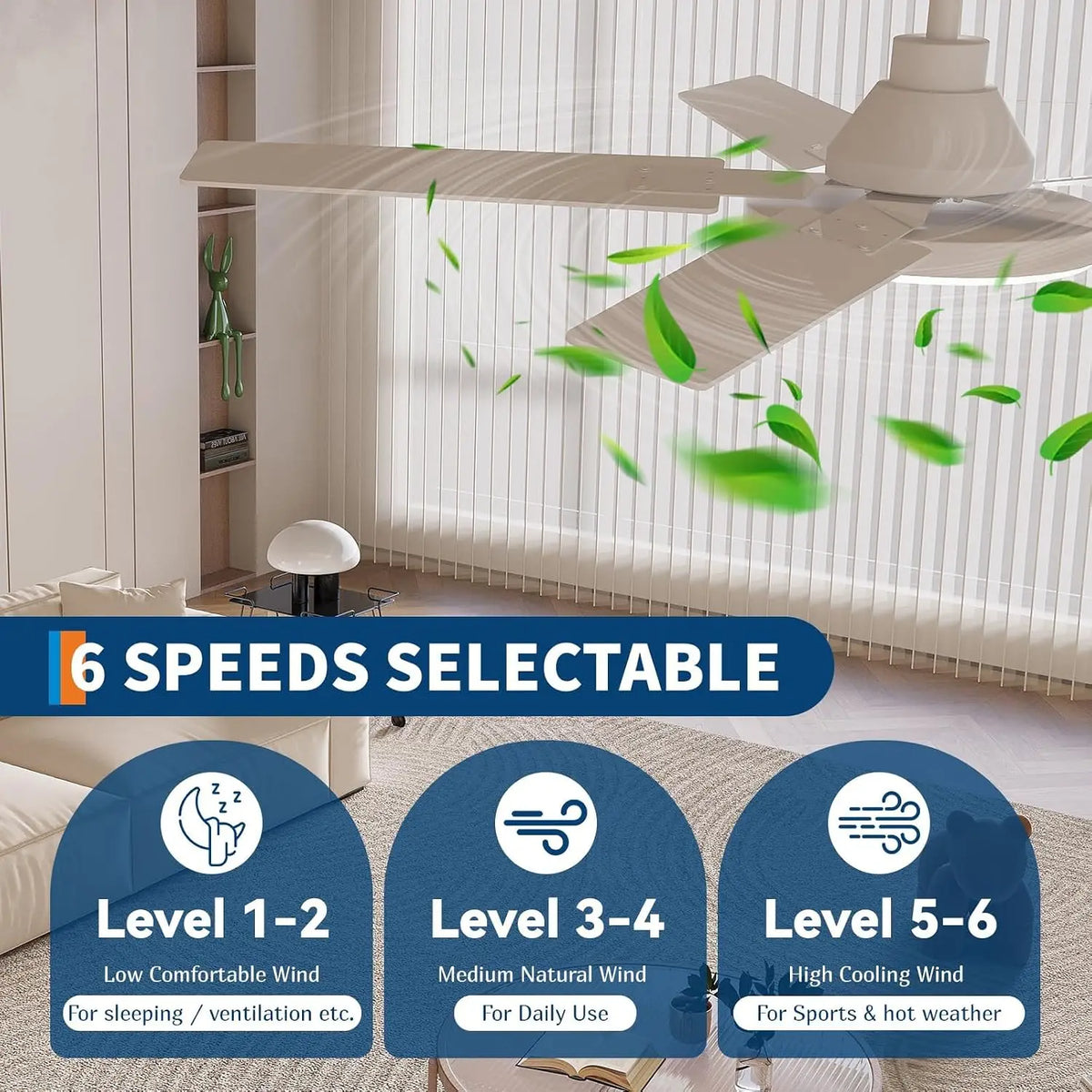 Modern Flush Mount Ceiling Fan With Dimmable LED Remote Control