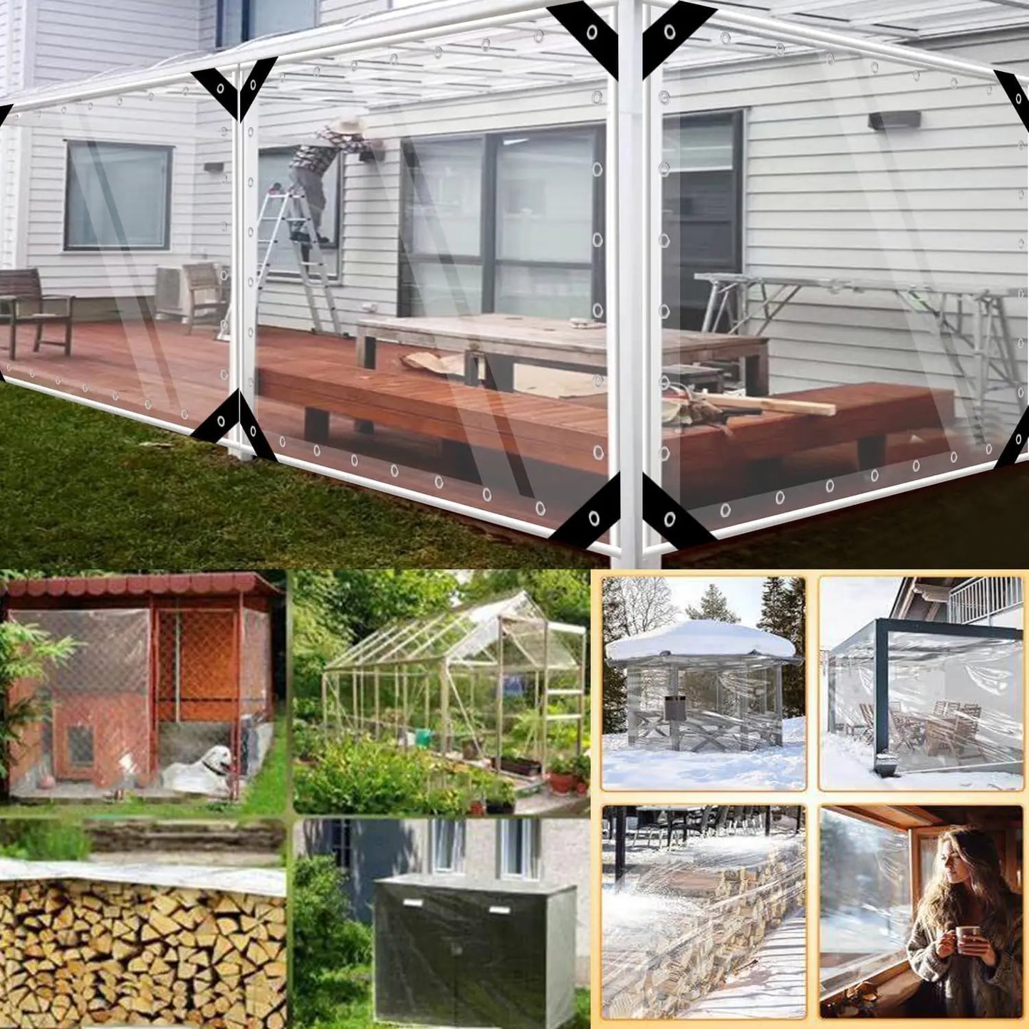 Heavy Duty PVC Tarp With Reinforced Grommets For Patio Covering