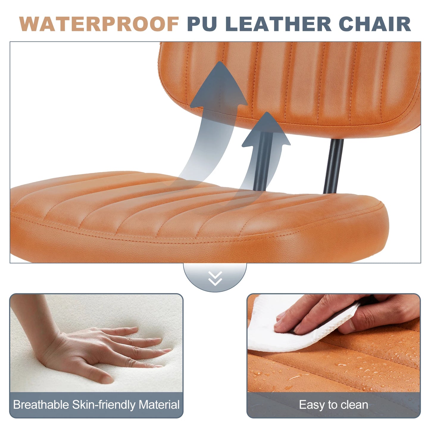 JHK Armless Office Chair With Lumbar Support 360 Degree Swivel