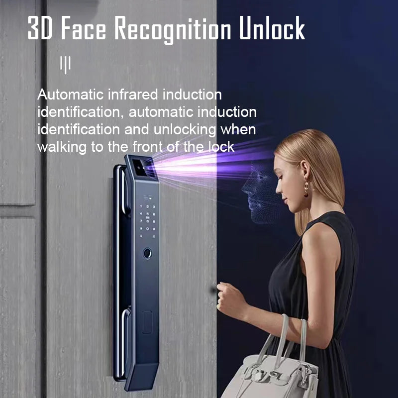 YKESDL 3D Face Recognition Fingerprint Smart Door Lock With Camera