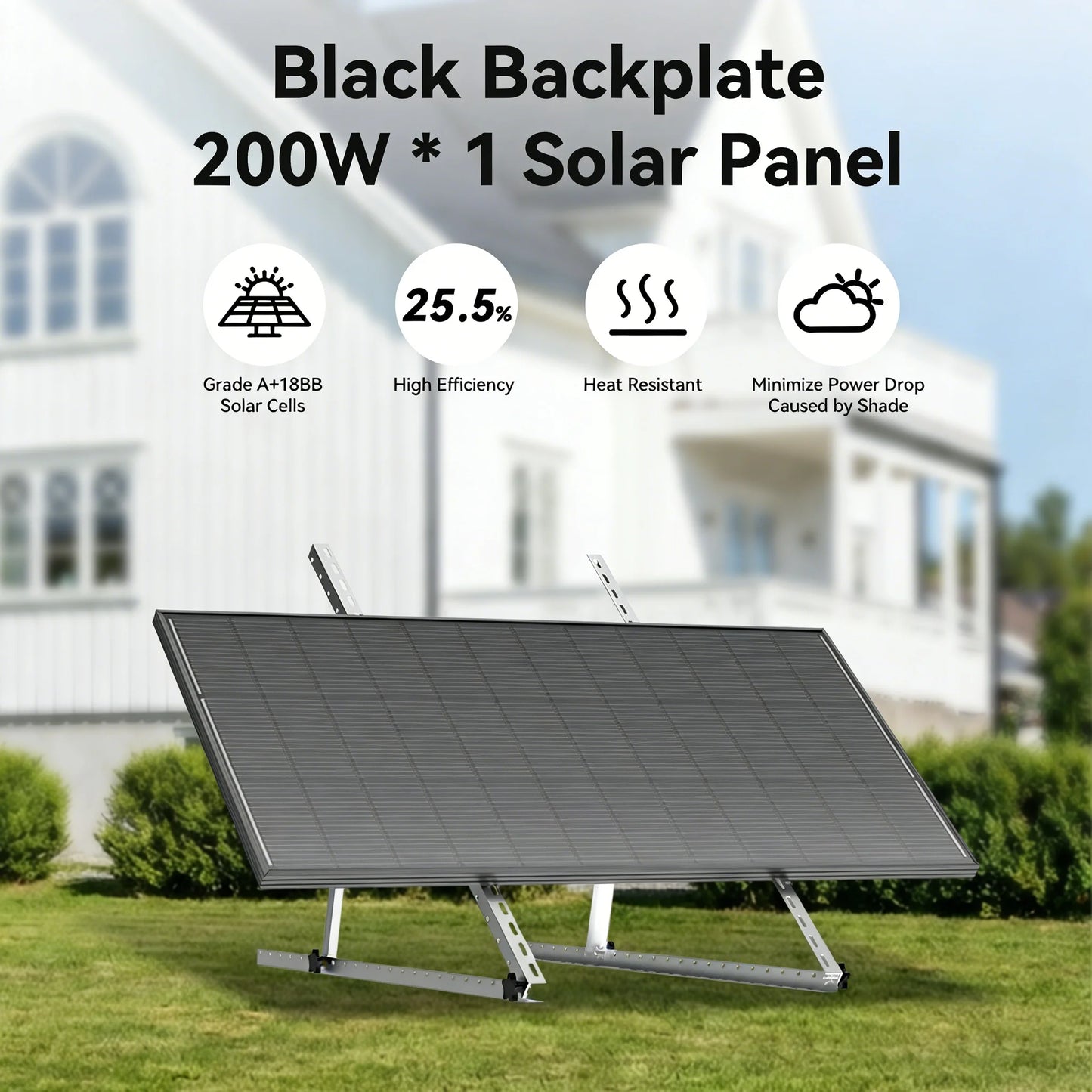Rvpozwer 12.8V 200W Monocrystalline Solar Panel Off Grid