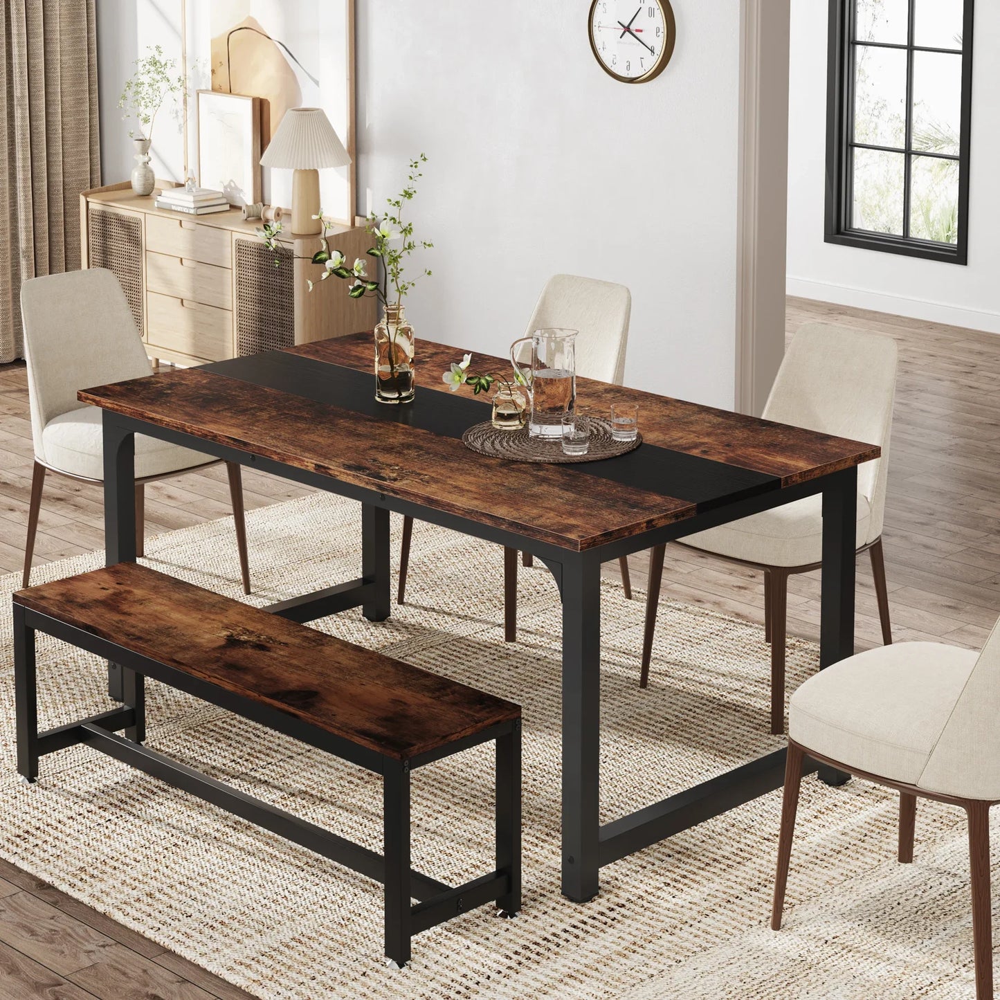 Tribesigns Industrial Wooden Dining Table For Home Kitchen Furniture