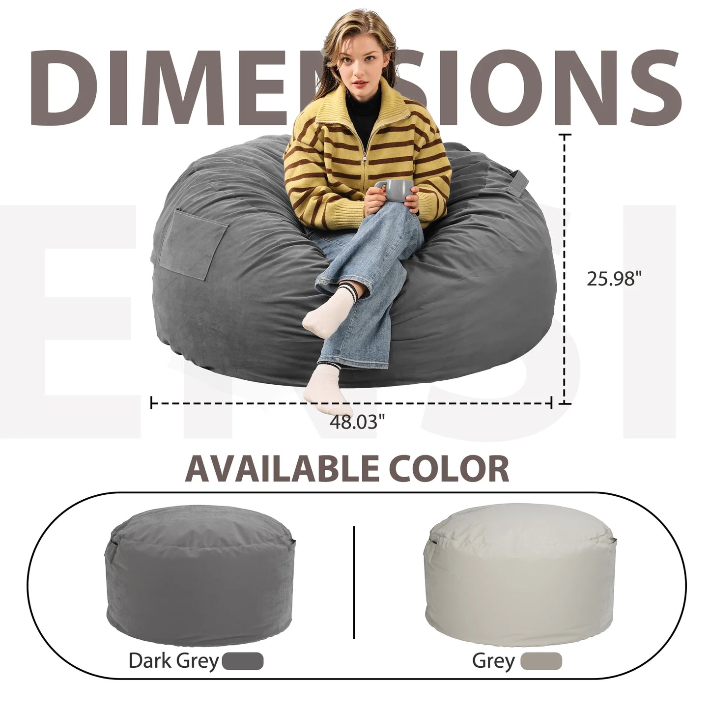 Bean Bag Chair With Removable Cover For Gaming And Reading
