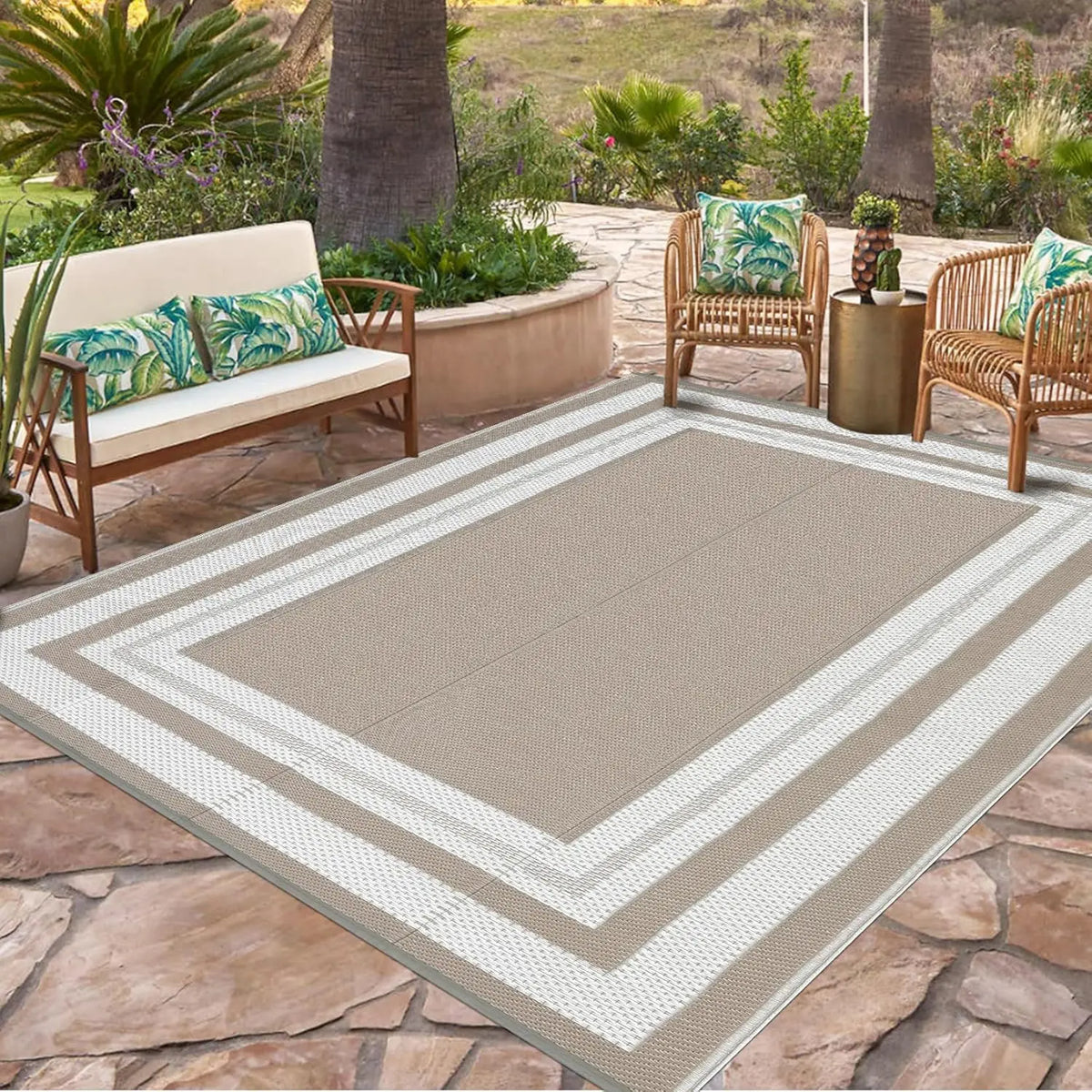 TWISTER.CK Waterproof Reversible Plastic Outdoor Rug for Patio and Camping