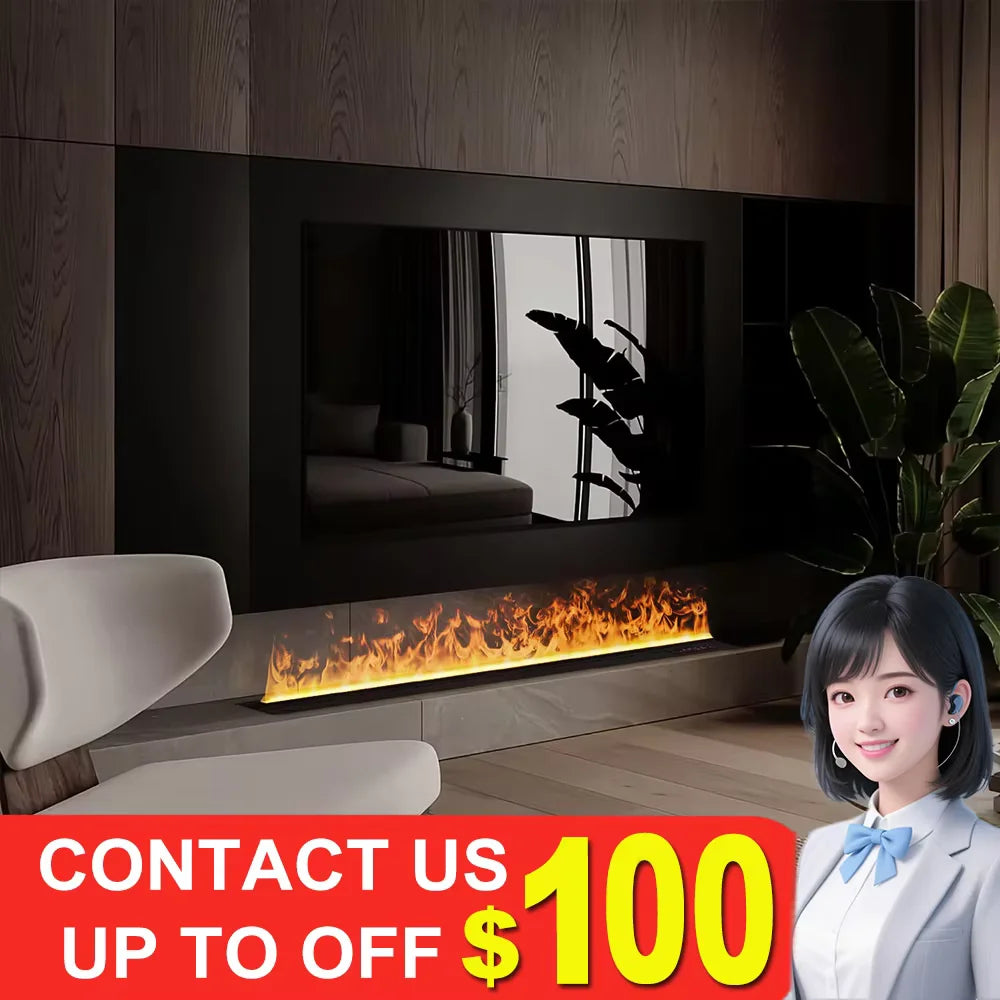AFLYEVER Smart Water Vapor Fireplace With 3D Flame App Control