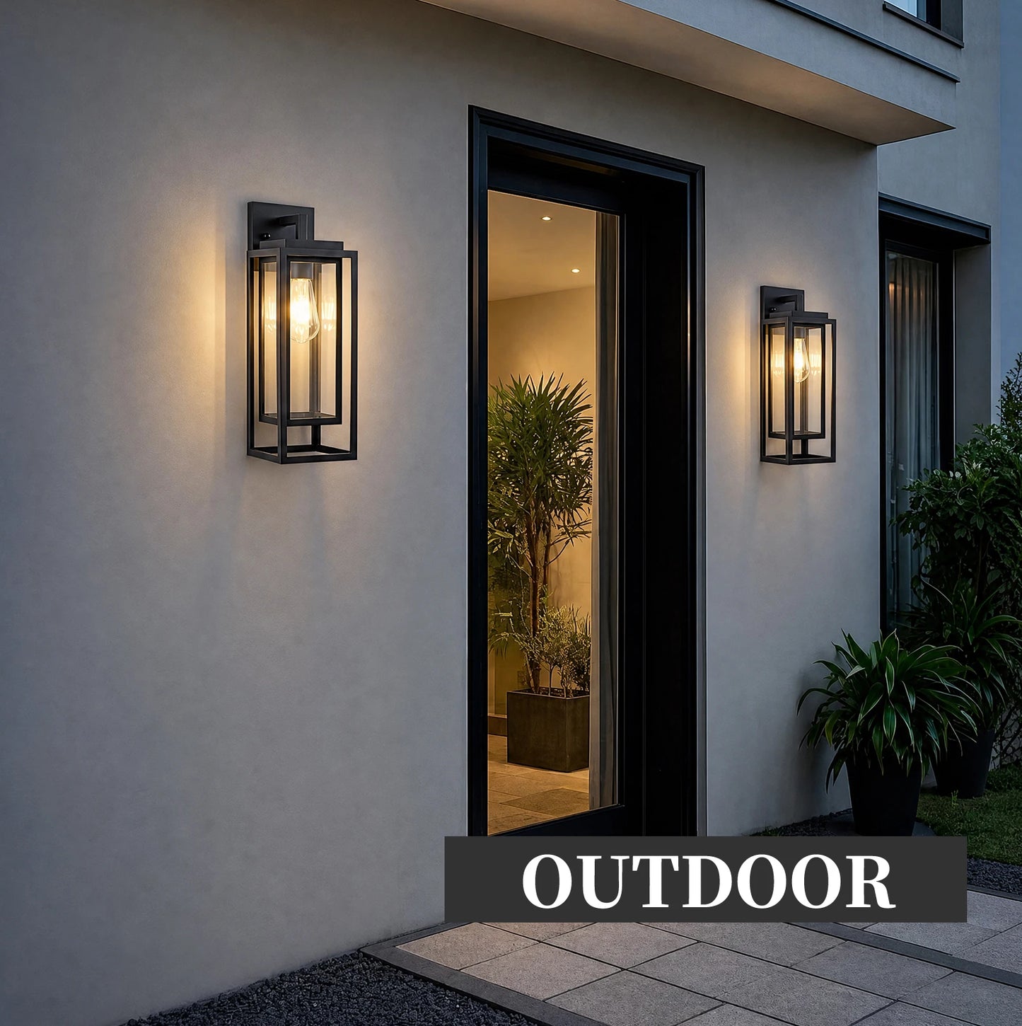 ArLgsite Farmhouse Exterior Wall Sconce With Clear Glass Shade