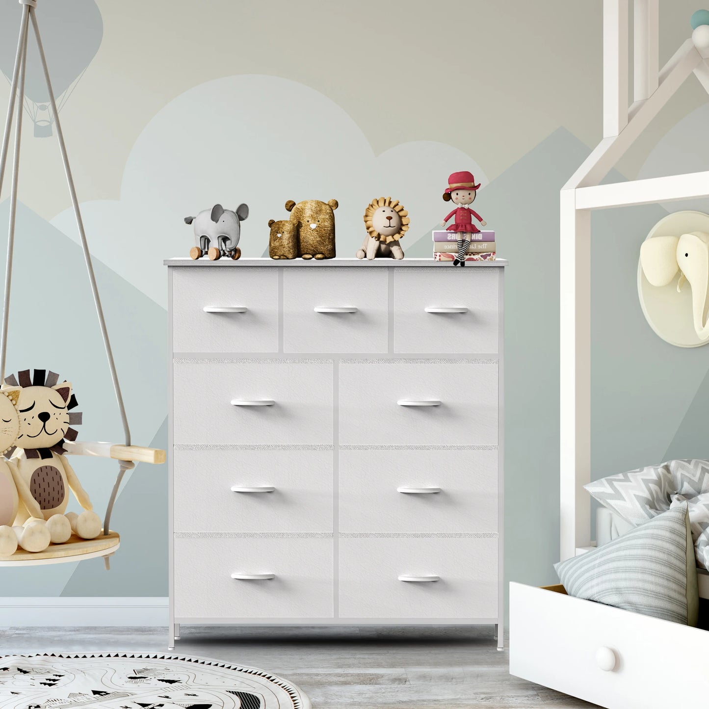 JHK Modern Nine Drawer Fabric Bedroom Dresser Organizer