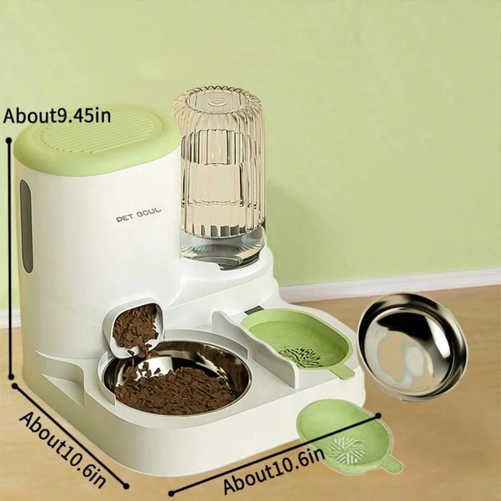 Automatic Cat Feeder And Water Dispenser With Dual Pet Bowl