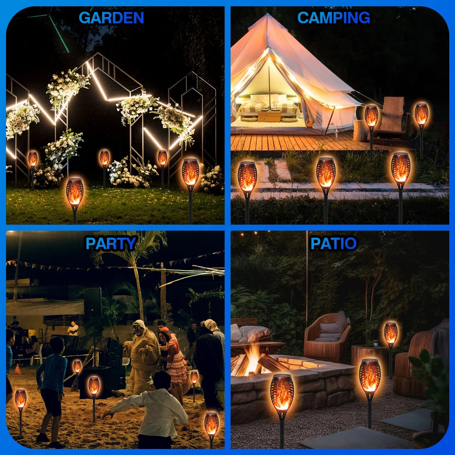 Solar LED Torch Lights with Flickering Flame for Outdoor Decor