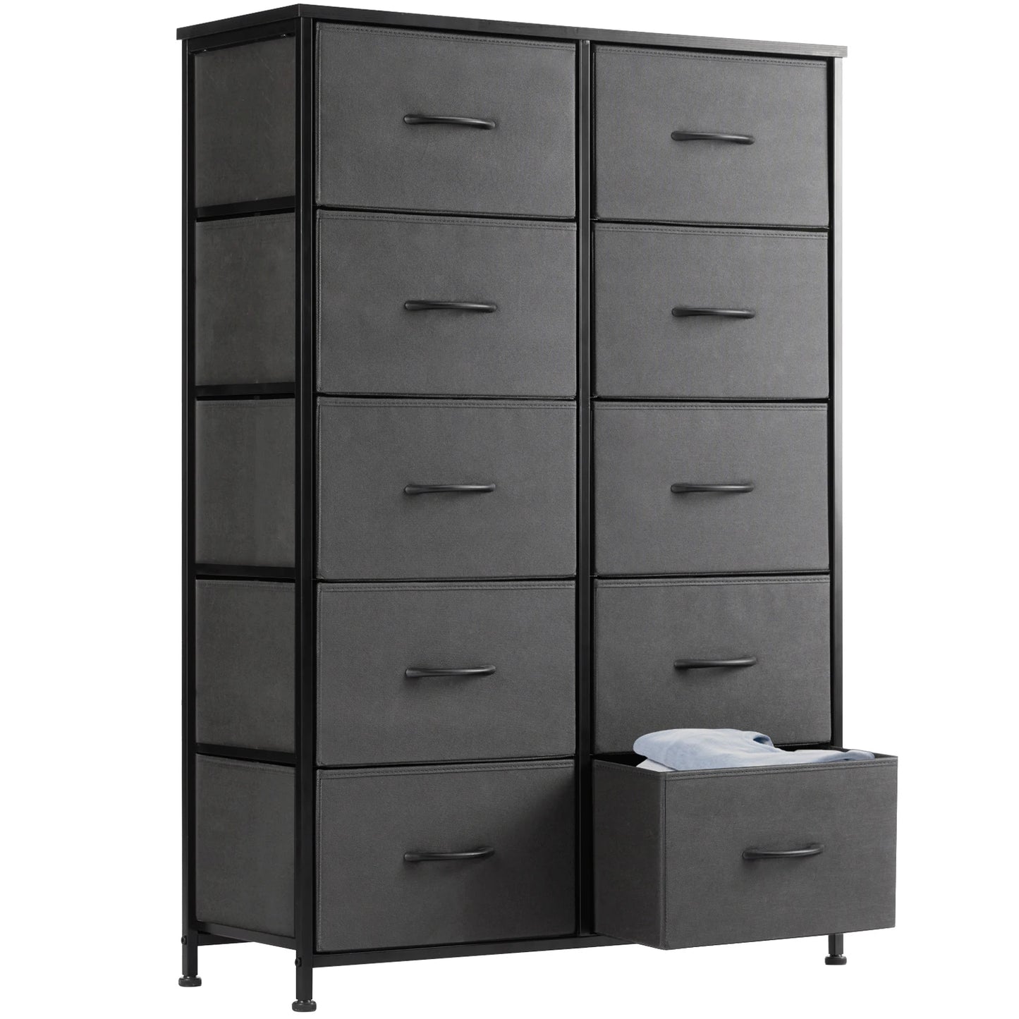 JHK Bedside Table Wardrobe With Fabric Drawers And Steel Frame