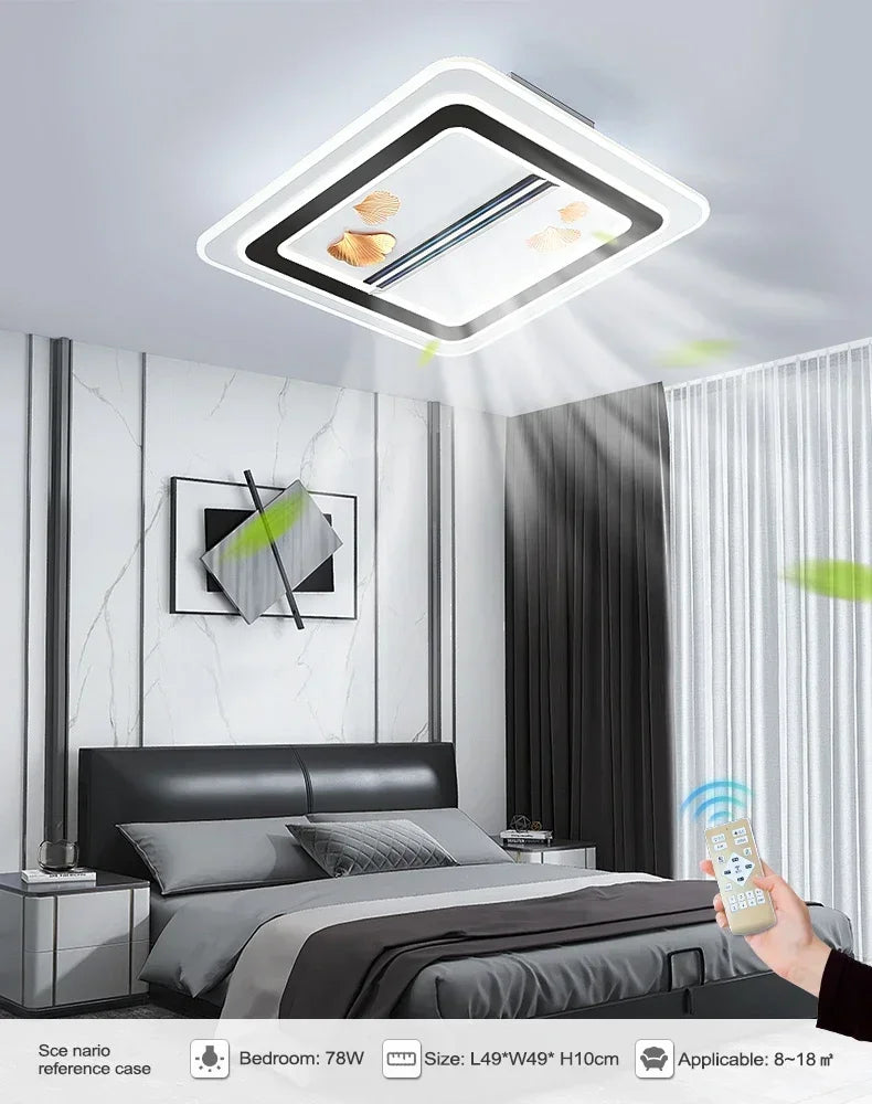 TAONUANSHU Modern Bladeless LED Ceiling Fan Pendant Light With Remote Control
