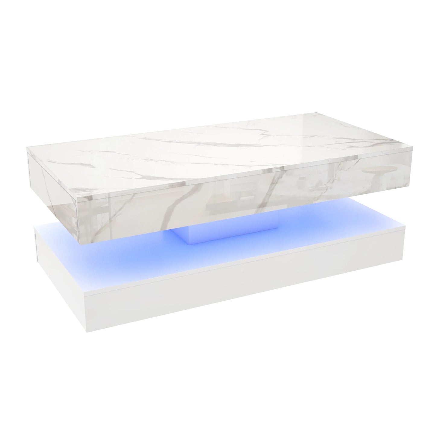 QiaoShiRen Modern Double Layer Coffee Table With Storage Drawers