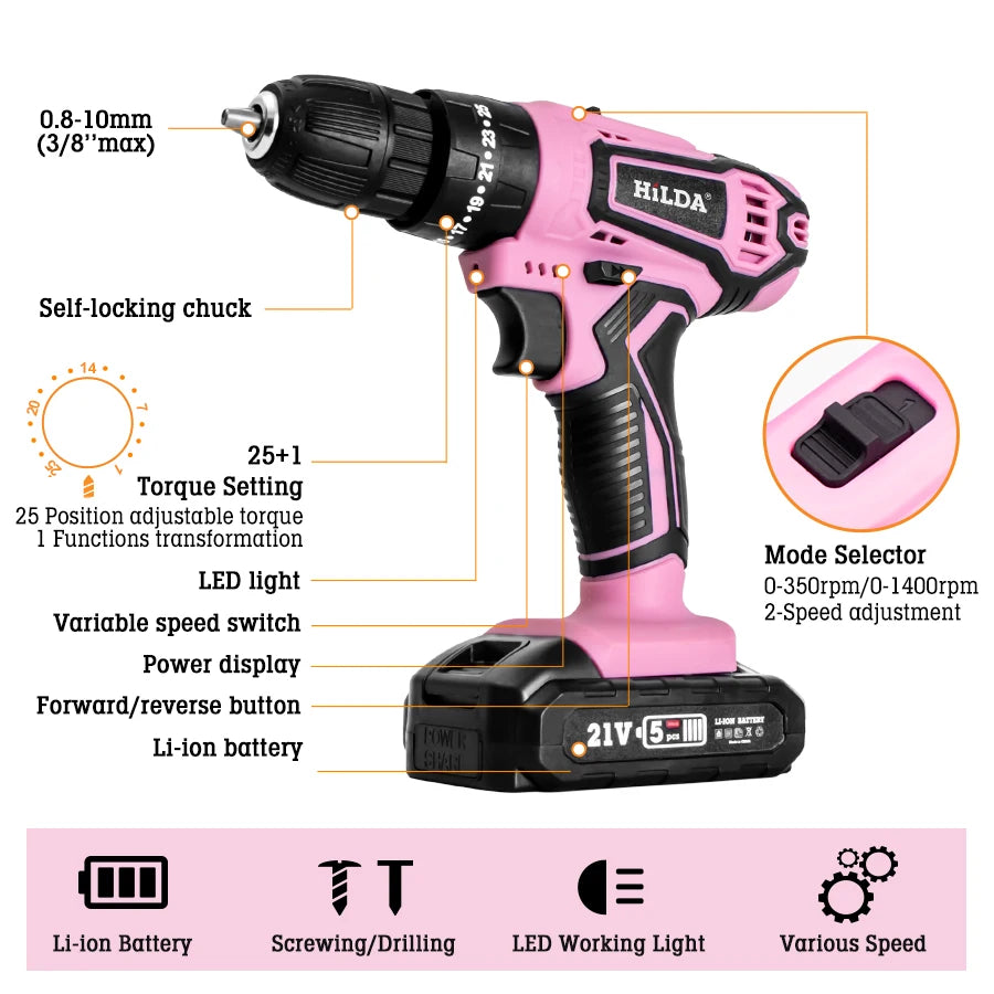 HILDA 21V Cordless Drill Driver