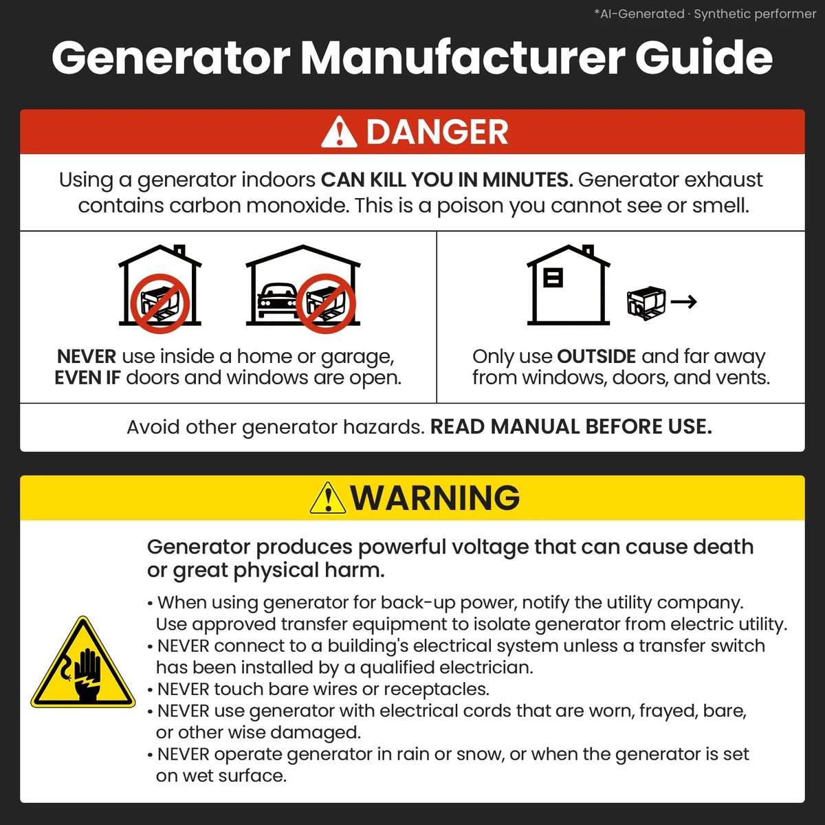 Quiet Electric Start Inverter Generator AC DC USB Power Outlets