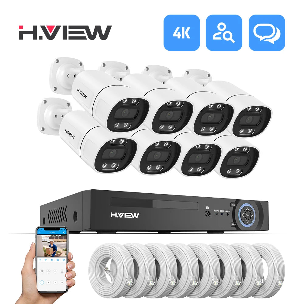 H.VIEW 4K CCTV Security Camera System With NVR Kit