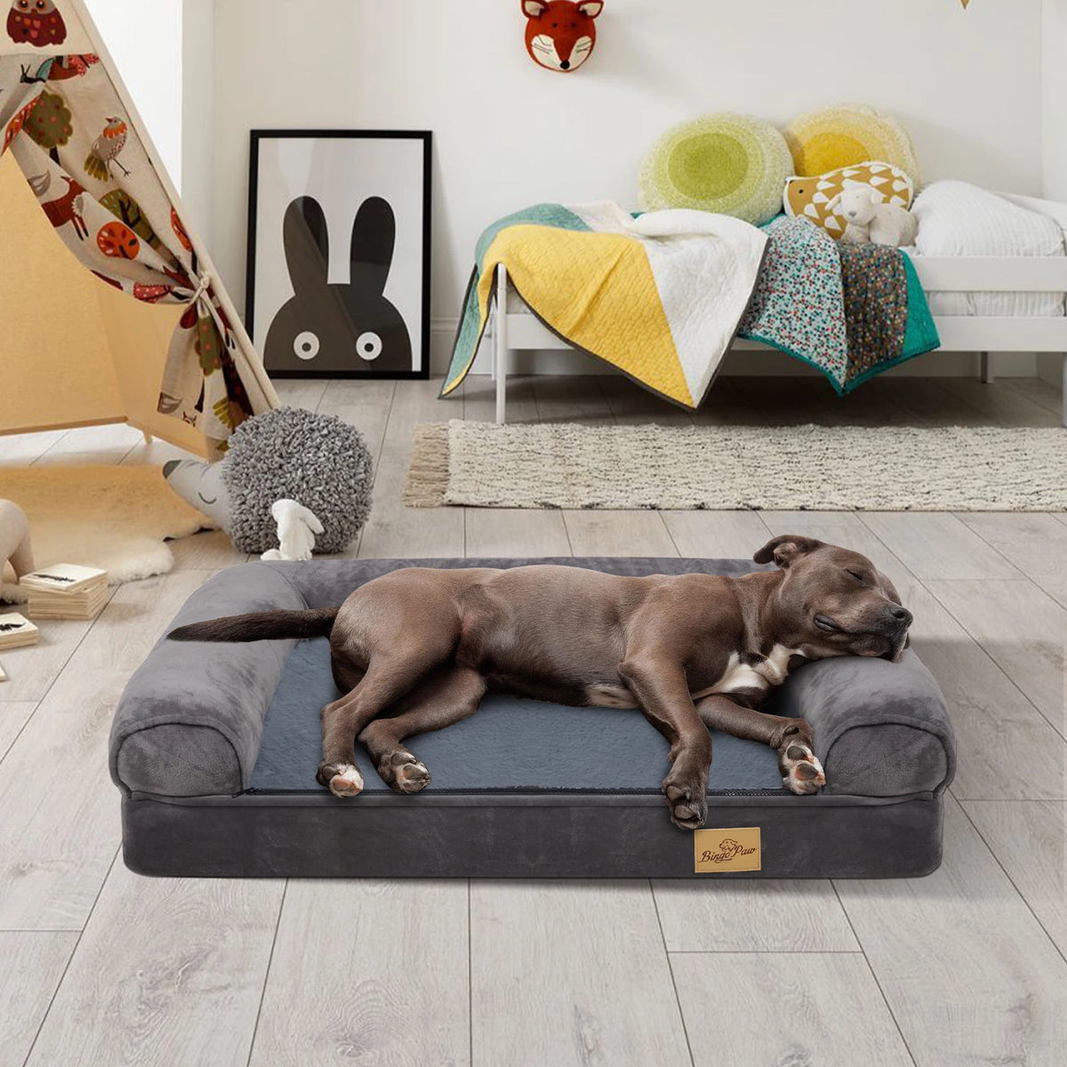BINGOPAW Orthopedic Waterproof Dog Bed With Sides And Washable Cover