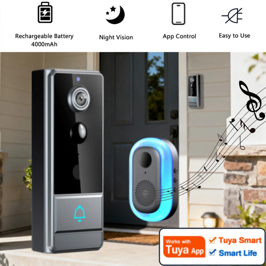 XBIBI Wireless Smart Video Doorbell with 3600mAh Battery
