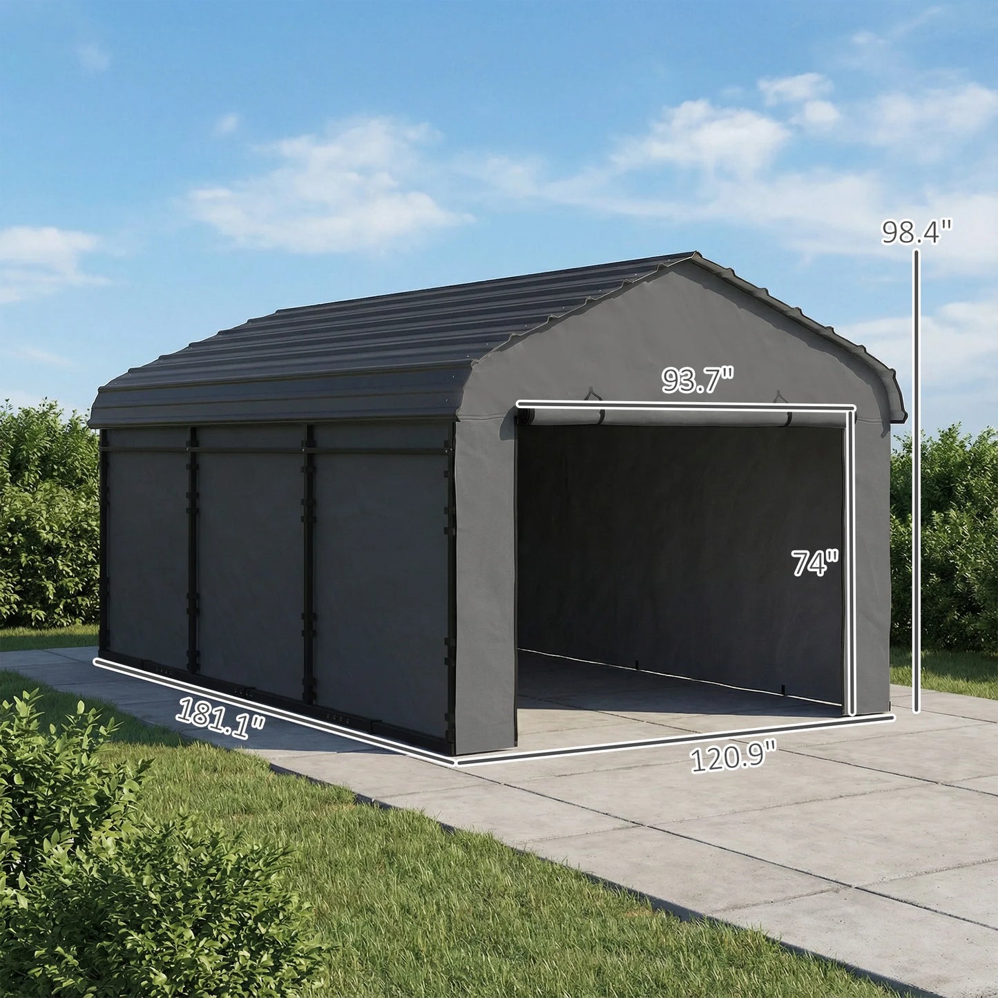 Outsunny Metal Carport With Removable Sidewalls And Durable Roof