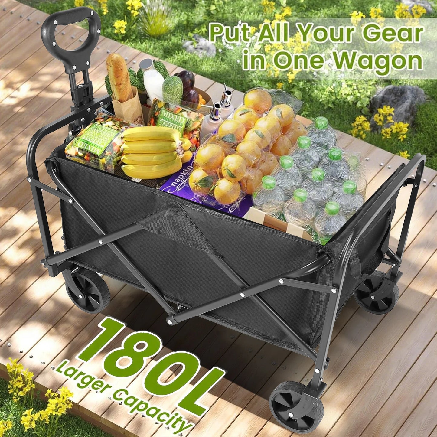 Heavy Duty Wagon Cart Foldable All Terrain Wheels Groceries