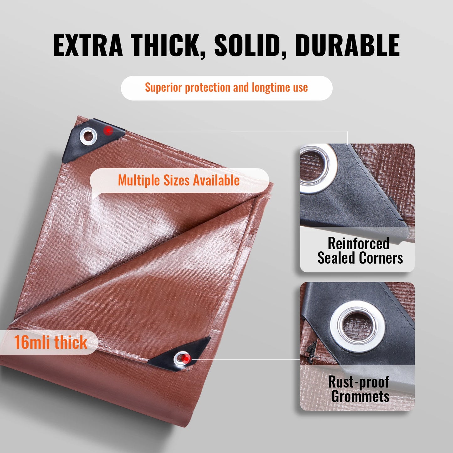 SucceBuy Heavy Duty Waterproof Polyethylene Tarp With Grommets