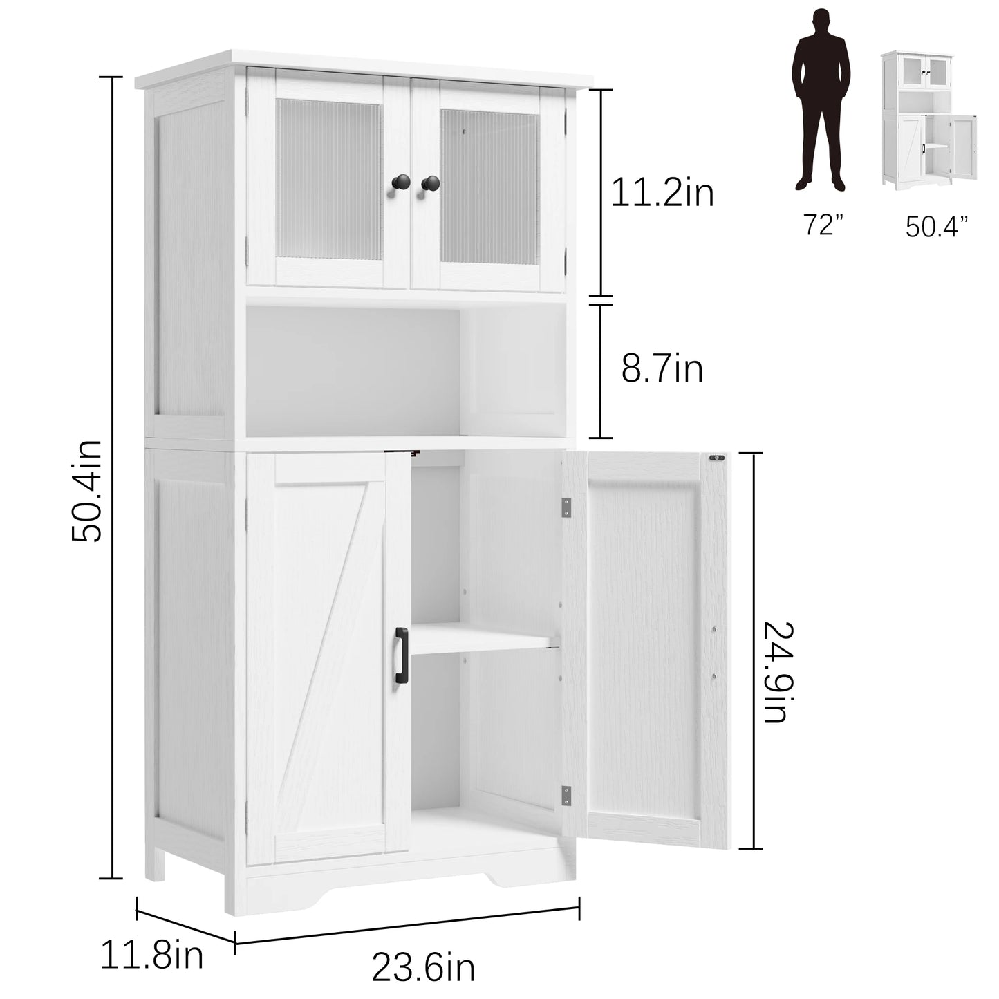 HobbyLane Free Standing Kitchen Pantry Cabinet With 4 Doors