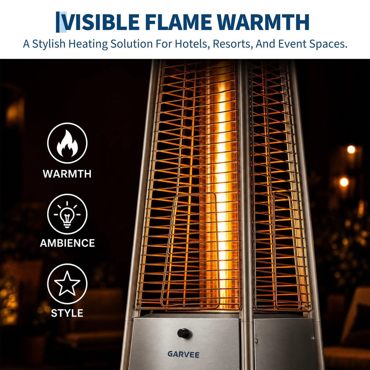 HiMISS Pyramid Propane Patio Heater With Visible Flame And Wheels