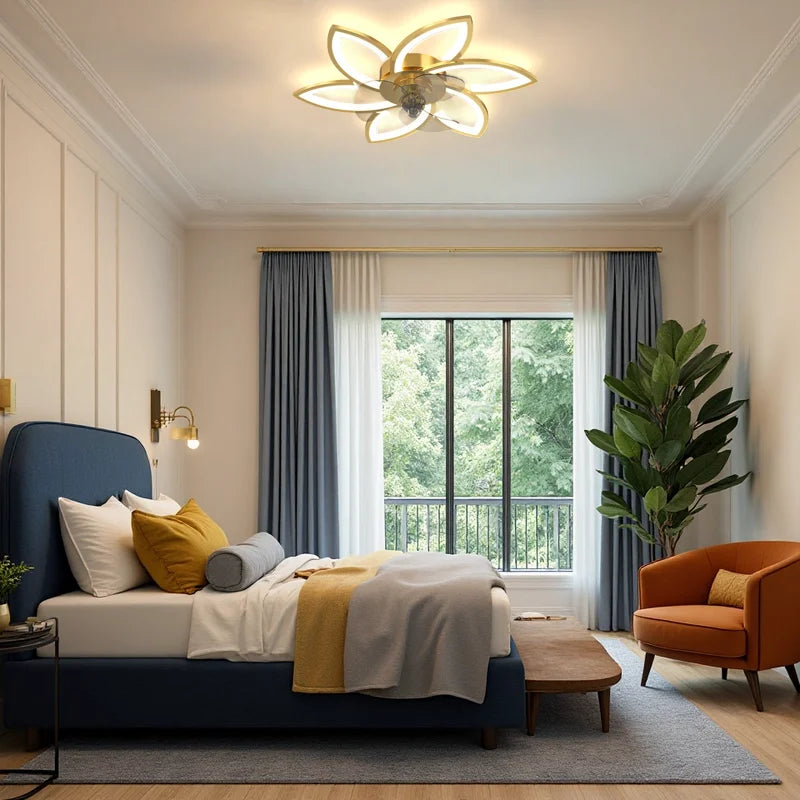 Petal Ceiling Fan Light With Remote Control And Stepless Dimming