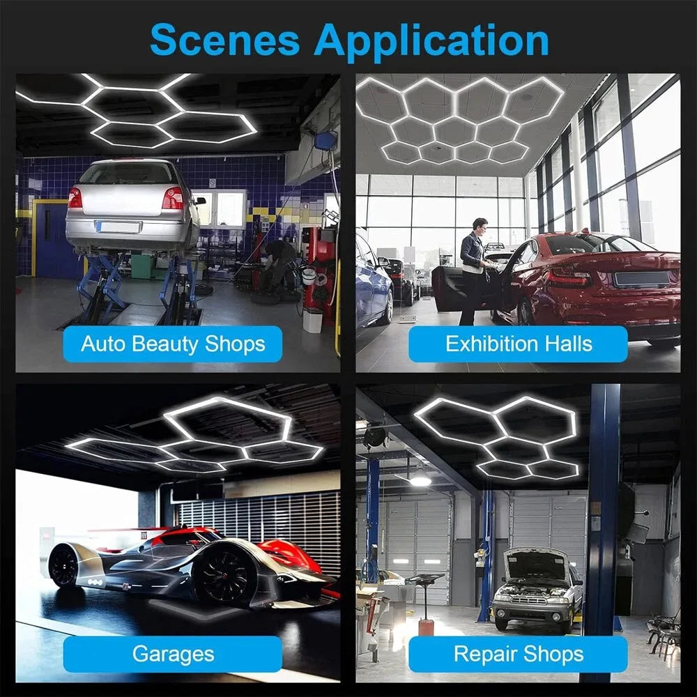 Hexagon LED Garage Light For Workshop And Car Detailing