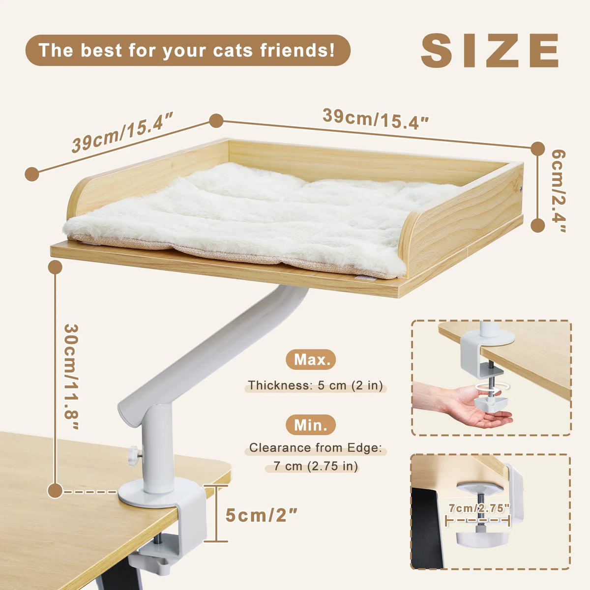 PAWZ Road Rotatable Cat Desk Bed Adjustable Indoor Cat Hammock Stand