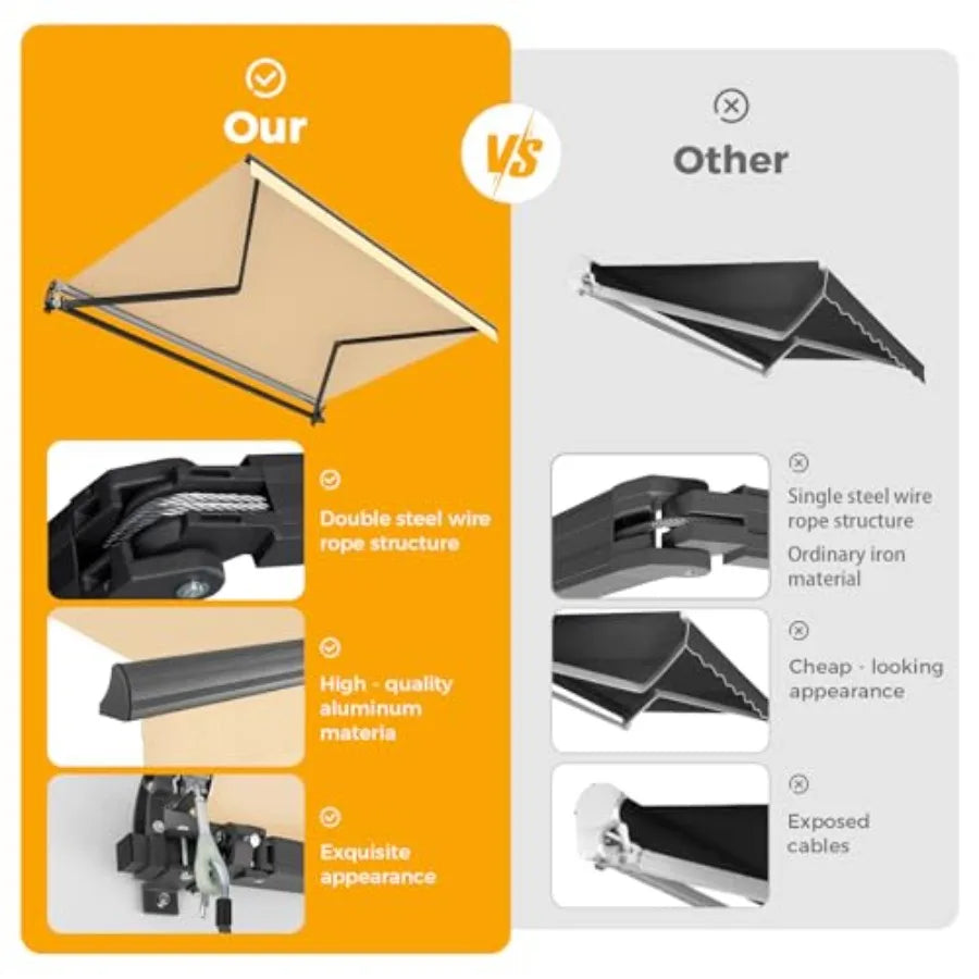 MDNG Motorized Retractable Patio Awning UV Waterproof Sunshade