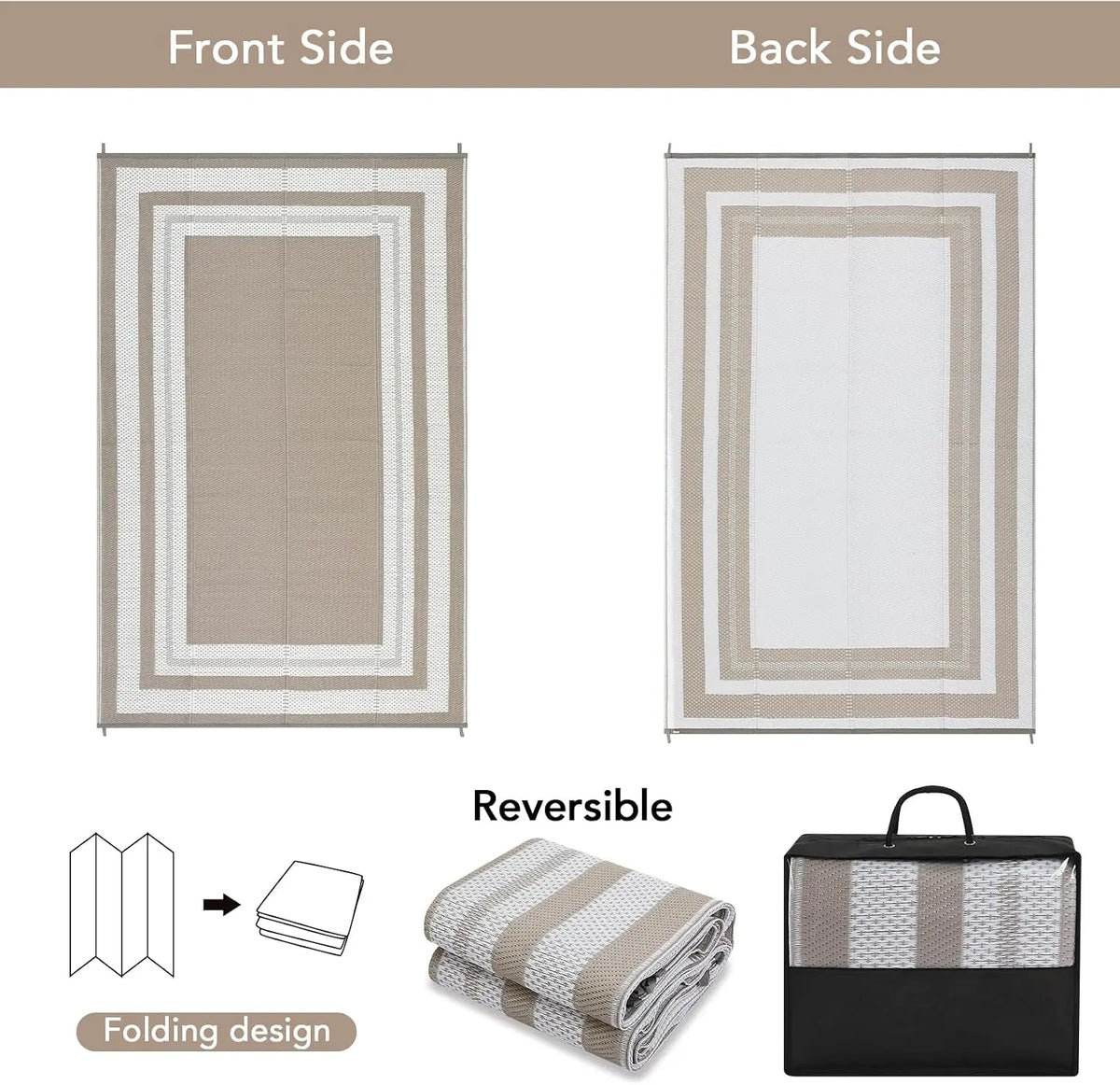TWISTER.CK Waterproof Reversible Plastic Outdoor Rug for Patio and Camping