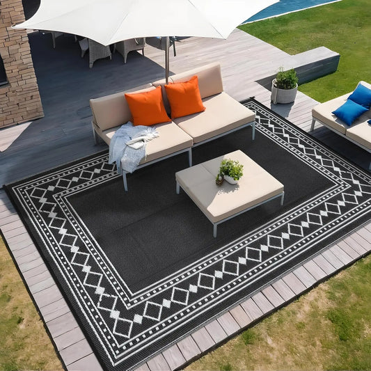 TWISTER.CK Waterproof Reversible Outdoor Plastic Straw Patio Rug
