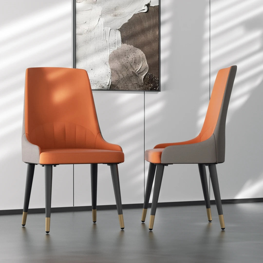 Luvodi Microfiber Leather Dining Chairs Set Featuring Lion Motif