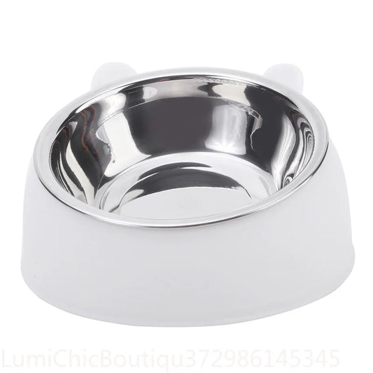 Tilted Stainless Steel Pet Feeding Bowl for Cats and Dogs