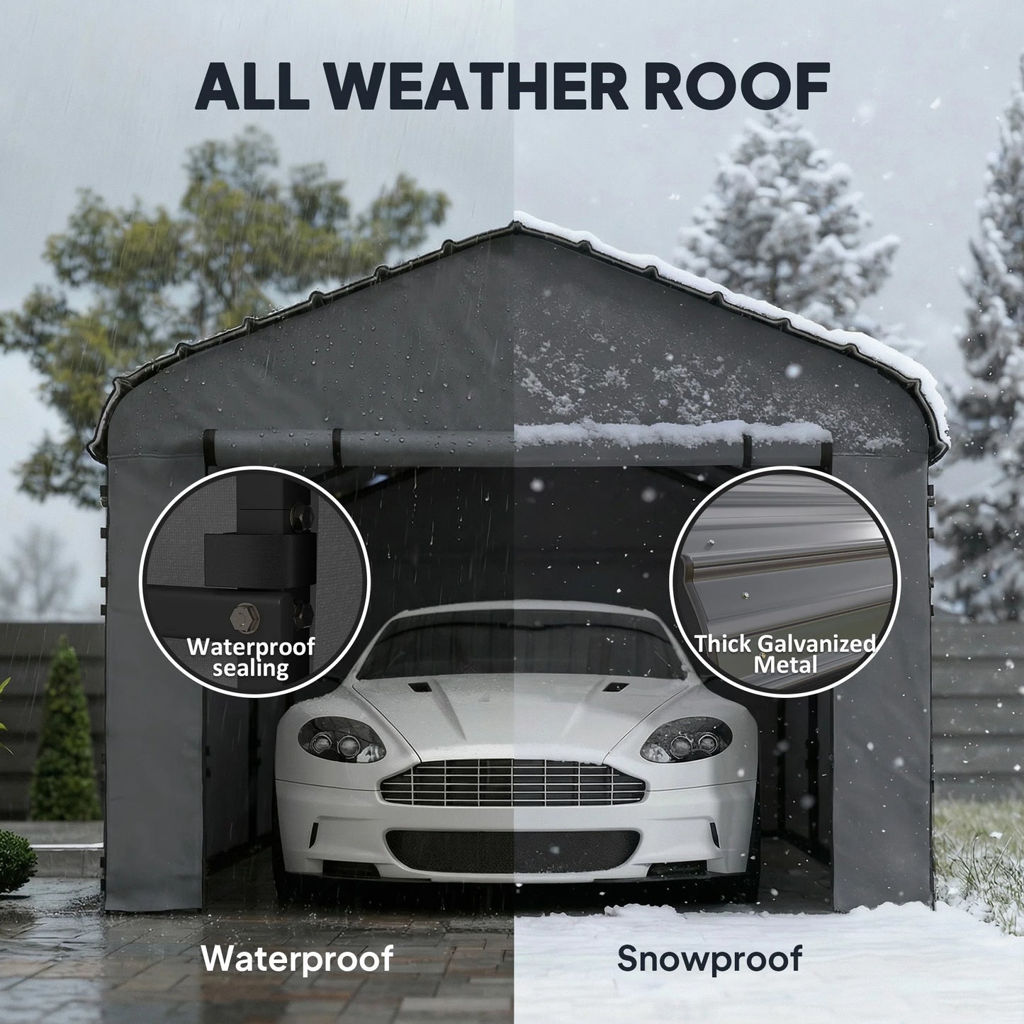 Outsunny Metal Carport With Removable Sidewalls And Durable Roof