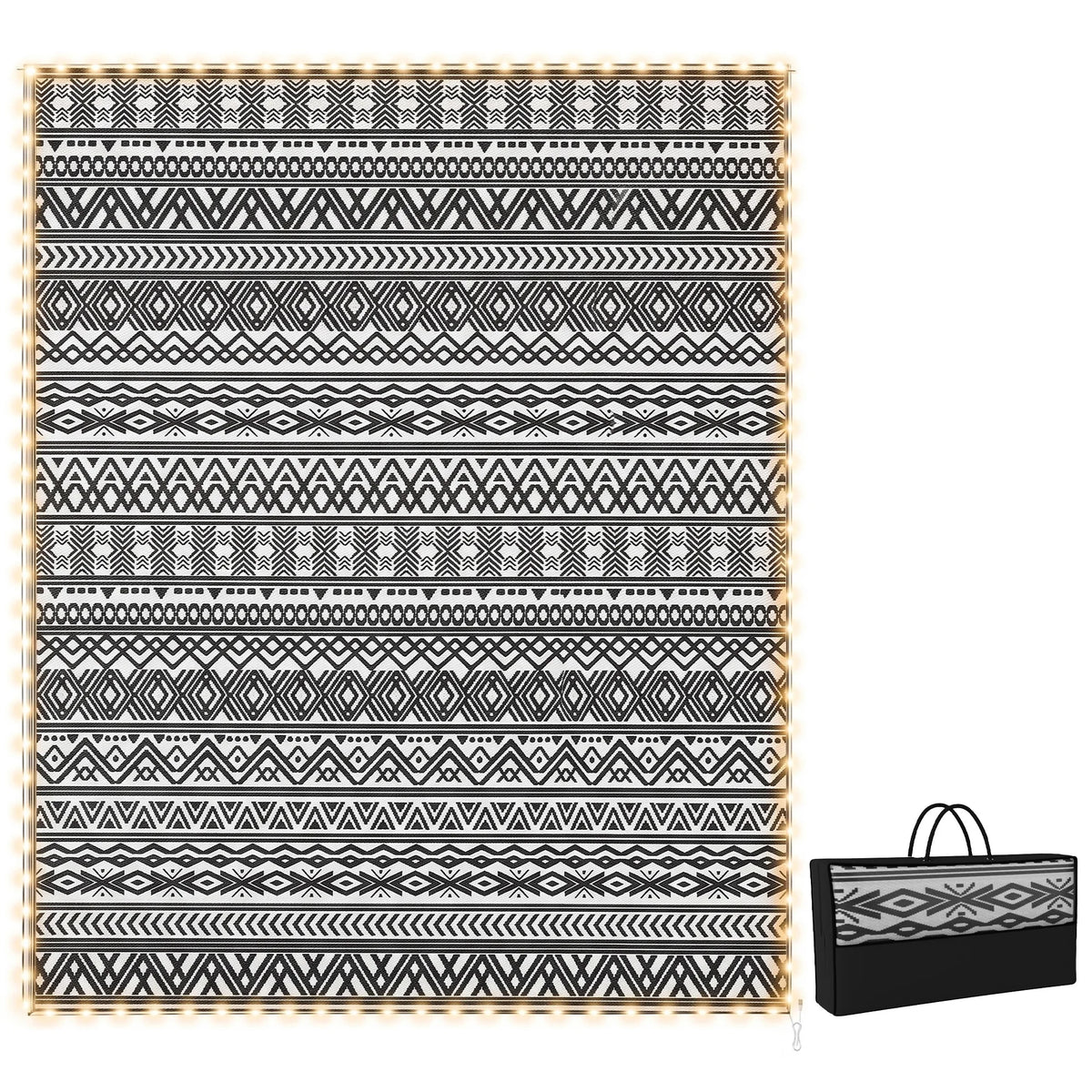 Outsunny Outdoor Geometric Rug Carpet With USB Lights