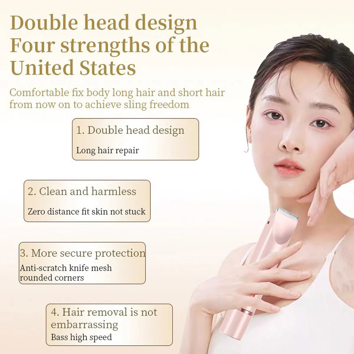 Dual-Head Rechargeable Epilator For Women Wet And Dry Use