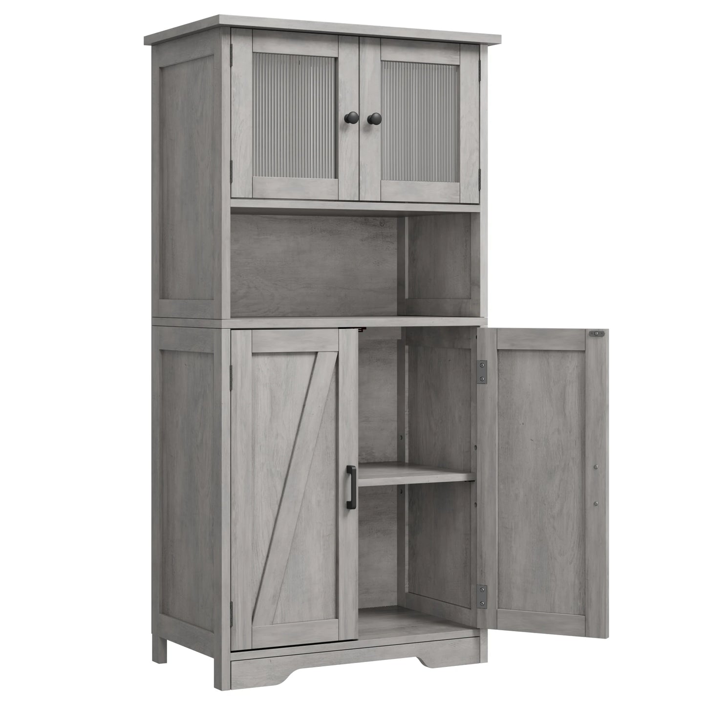 HobbyLane Free Standing Kitchen Pantry Cabinet With 4 Doors