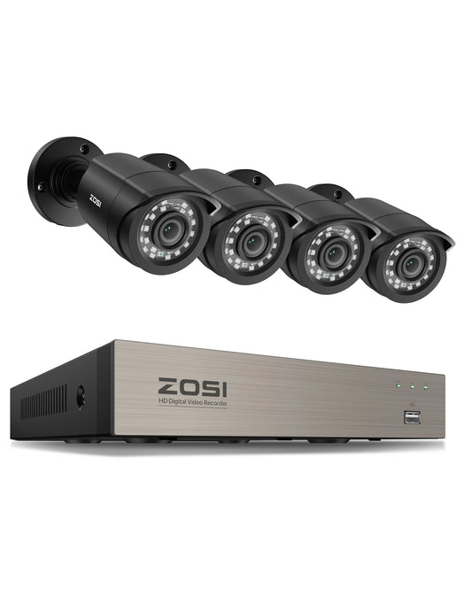 Zosi 8Ch 1080P Video Recorder With 2Mp Wired Security Cameras