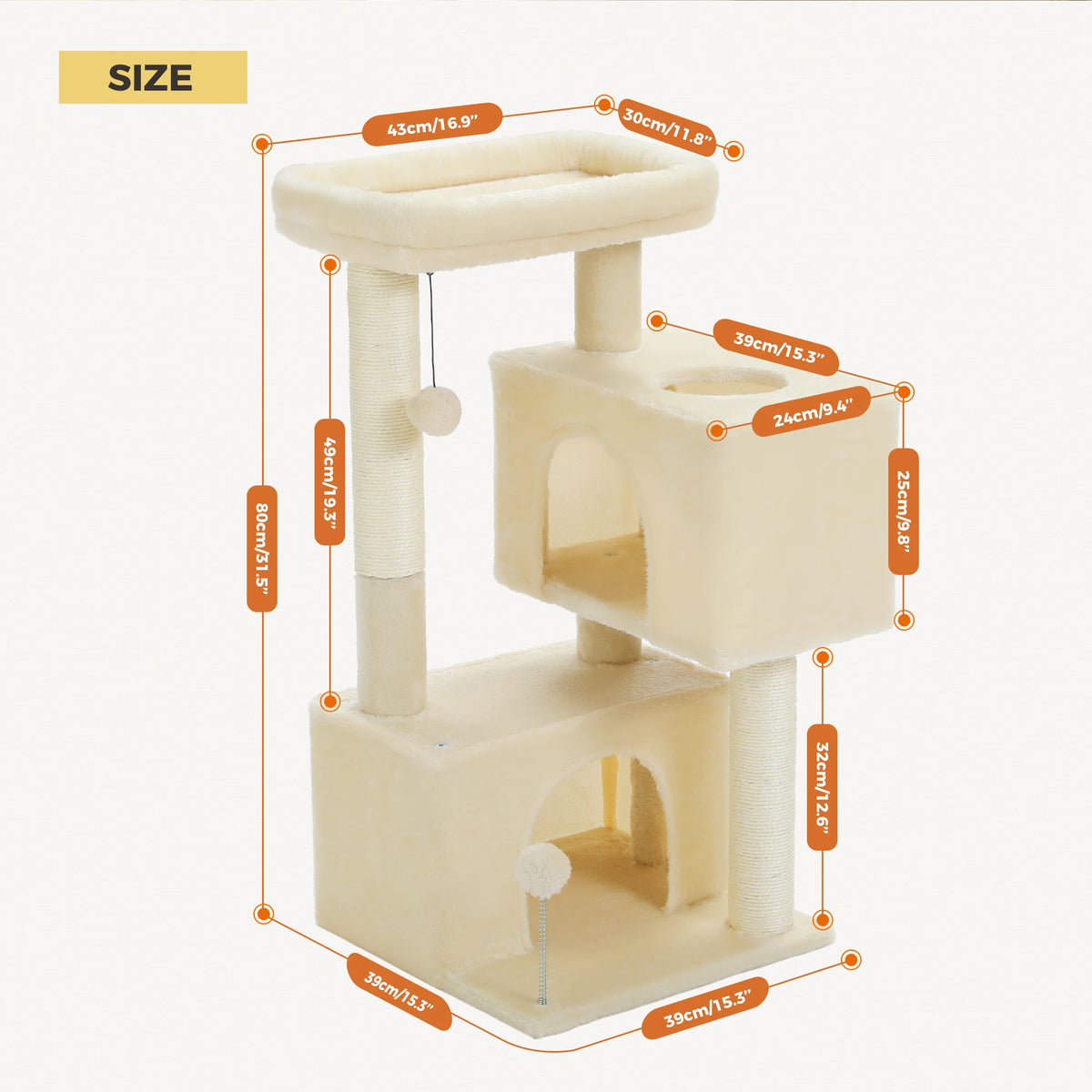 PAWZ Road Multi-Level Cat Tree With Condos And Sisal Scratching