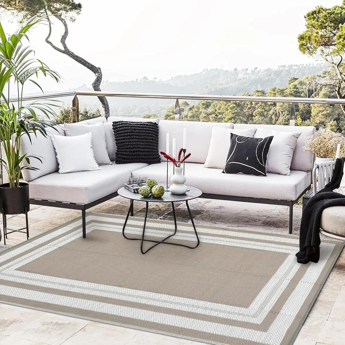 TWISTER.CK Waterproof Reversible Plastic Outdoor Rug for Patio and Camping