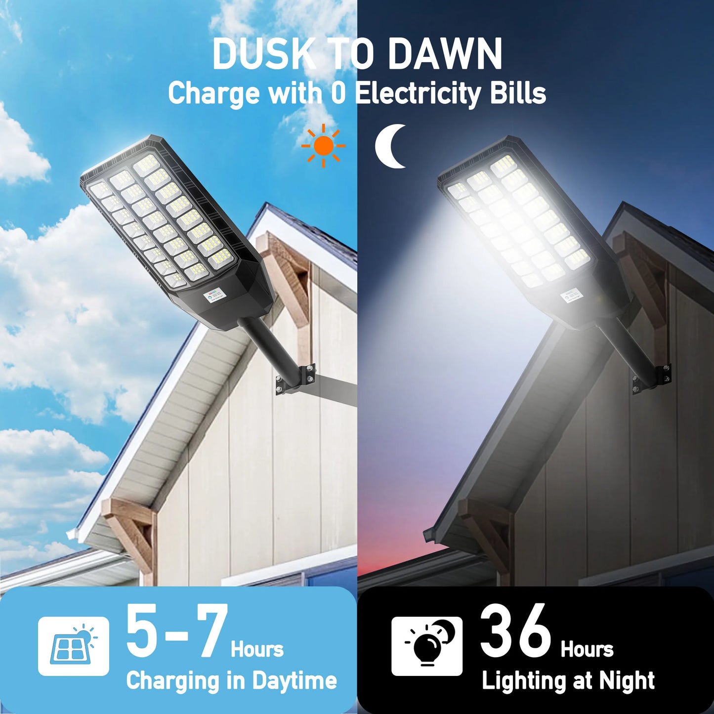 Waterproof Solar Street Light With Motion Sensor And Remote Control