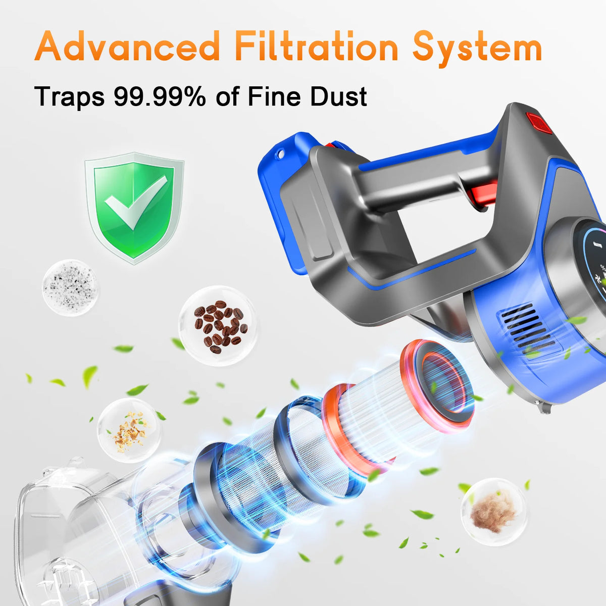 Honki Cordless Wet Dry Vacuum with Powerful Suction and LED