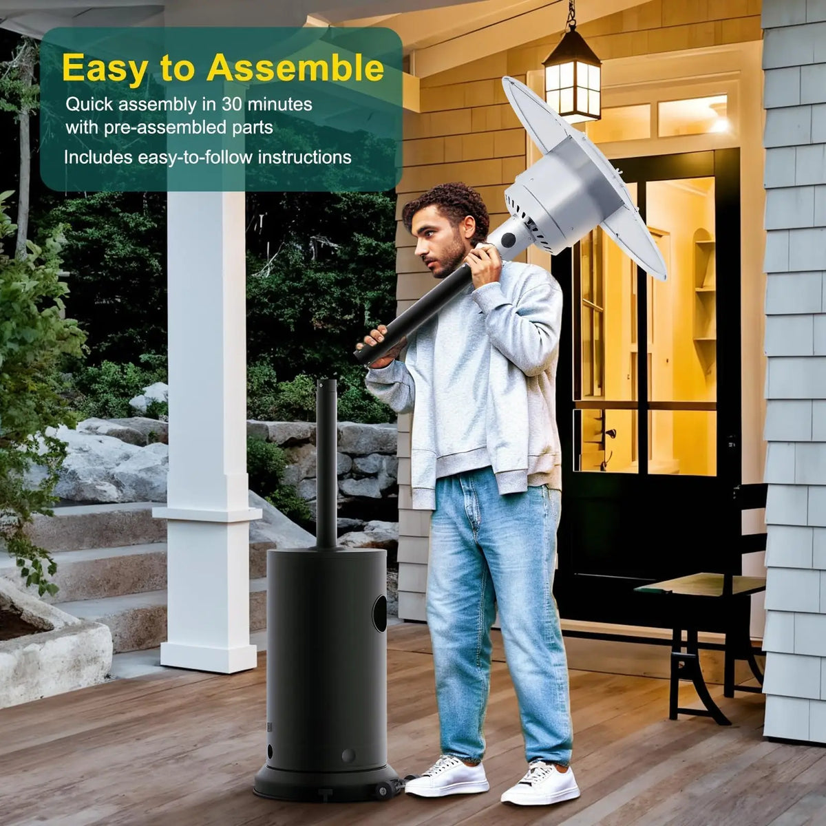 HiMISS Wind Resistant Propane Patio Heater With Triple Safety Protection