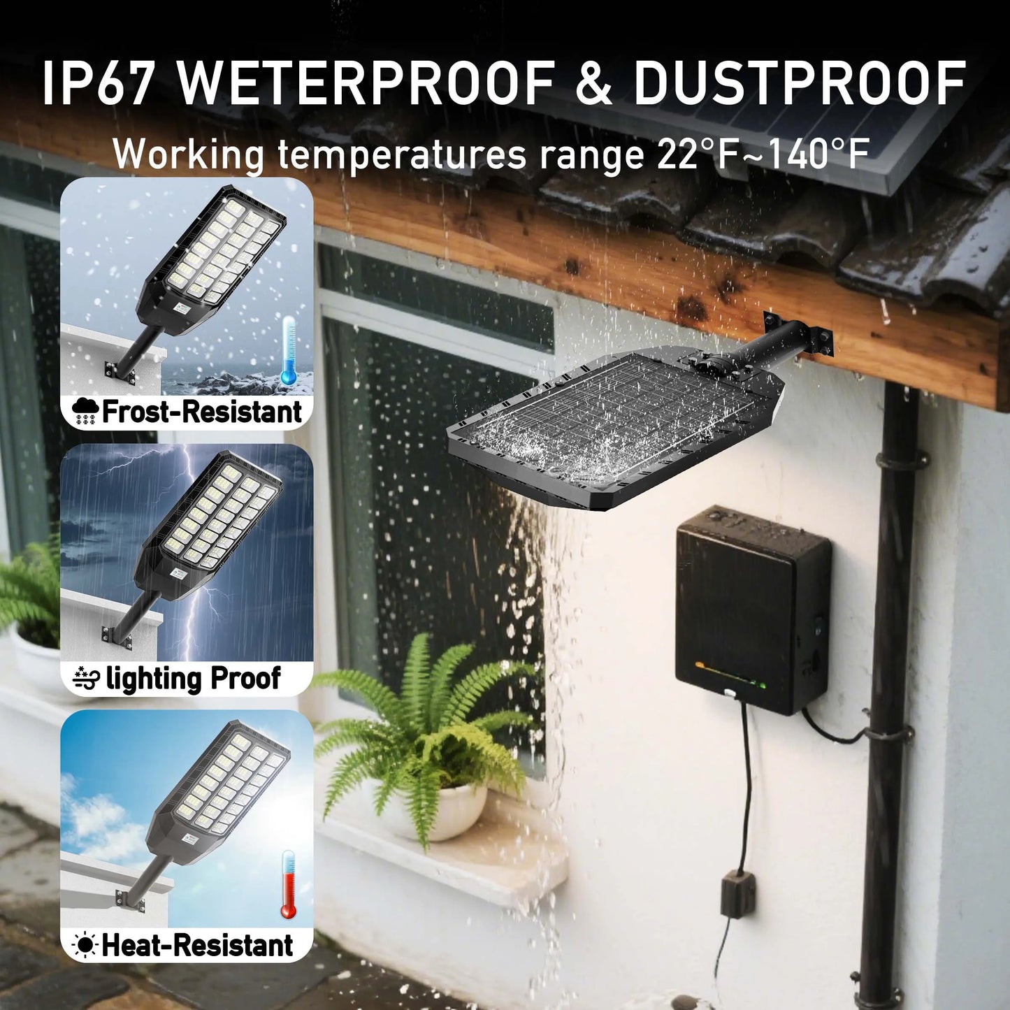 Waterproof Solar Street Light With Motion Sensor And Remote Control