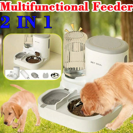 Automatic Cat Feeder And Water Dispenser With Dual Pet Bowl
