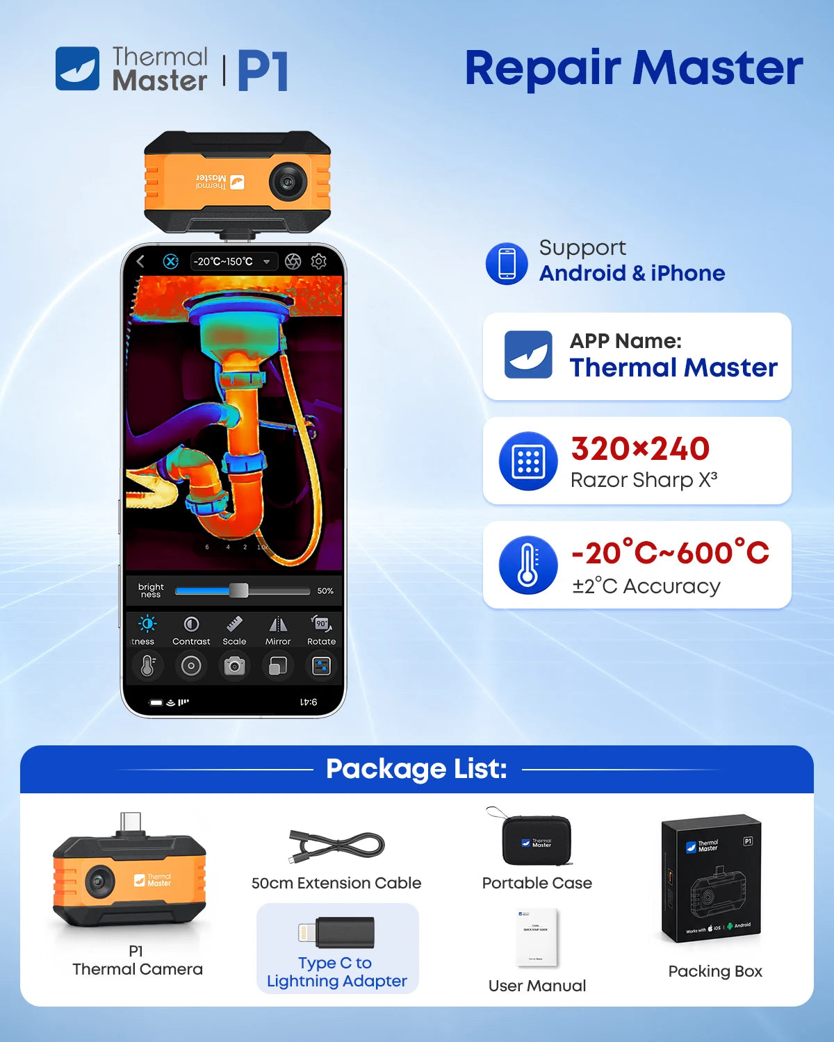 Thermal Master P1 Smartphone Thermal Imaging Camera for Inspections
