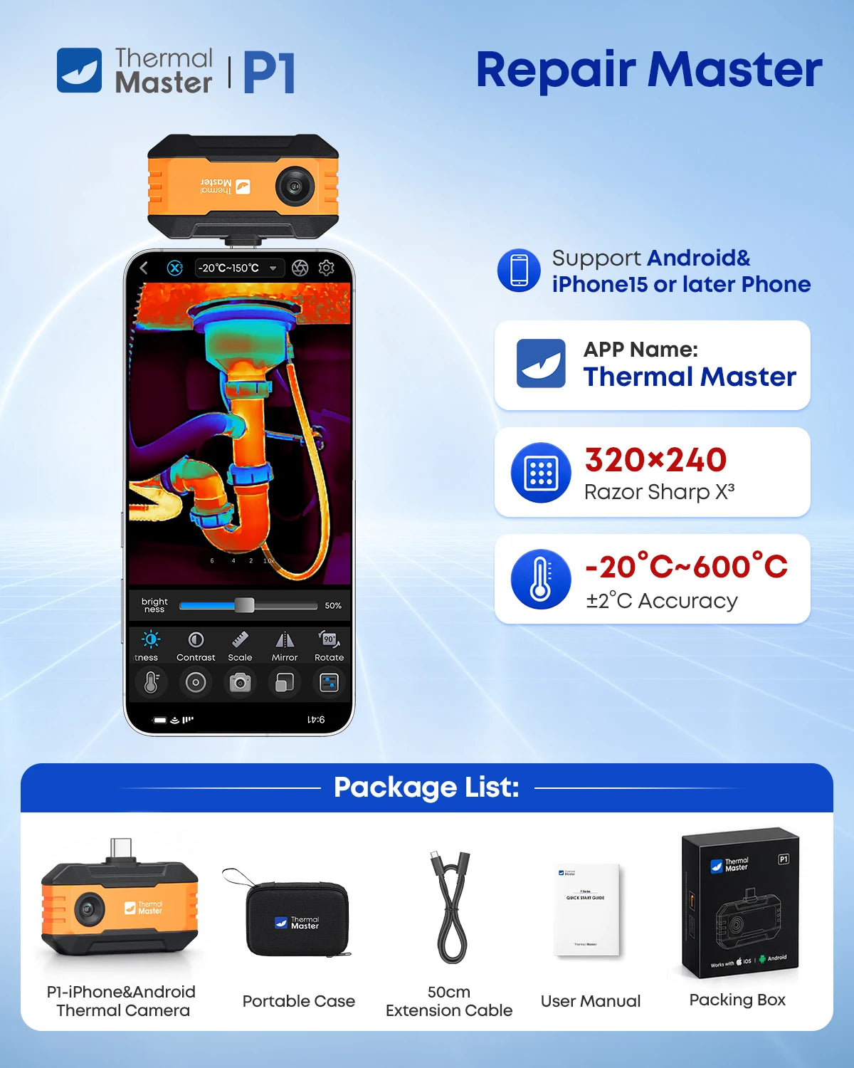 Thermal Master P1 Smartphone Thermal Imaging Camera for Inspections